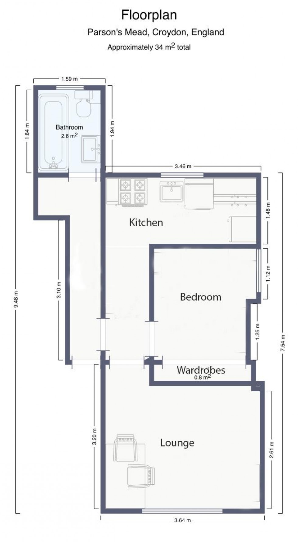 Floorplan for Parsons Mead, Croydon
