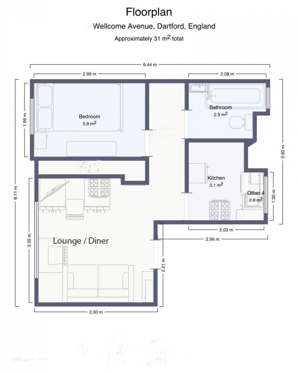 Floorplan for Wellcome Avenue, Dartford